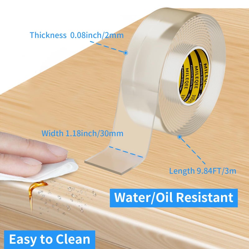 MILEQEE Clear Edge Protector Strip  1.18in x 9.84FT  Sharp Edge Wrap Cover Tape  Self Adhesive Protective Bumper Corner Guards for Cabinet Door Desk Glass Table Bed Furniture  Kitchen Countertop  Waterproof - Image 2